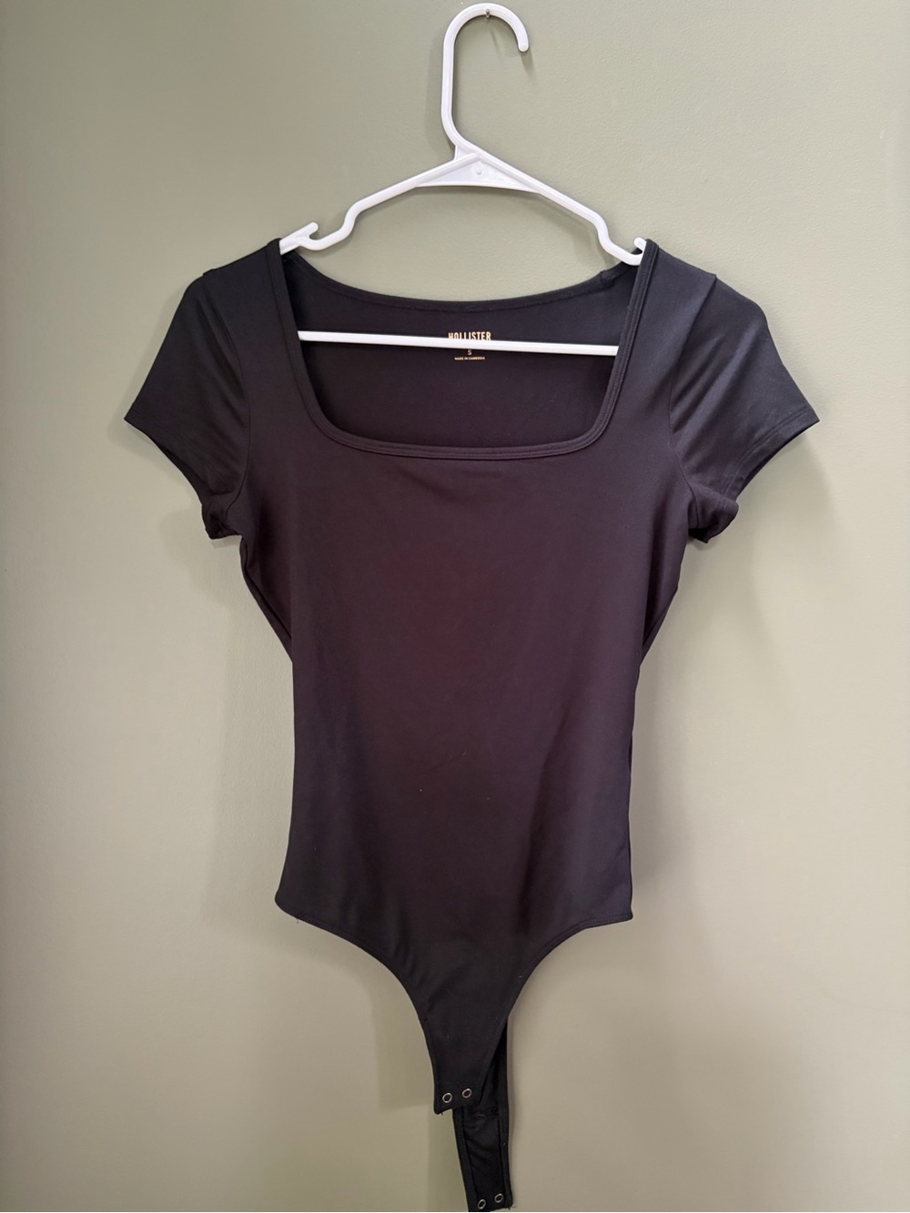 Hollister Black Square Neck Short Sleeve Bodysuit
